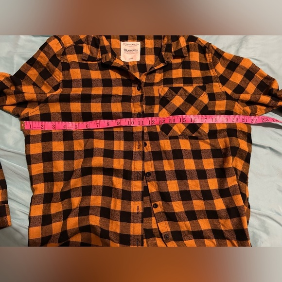 Yellow and Black Plaid Flannel Shirt ladies Large - Picture 4 of 4